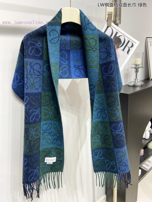 Top of the line original unisex Roewe LW checkerboard double-sided long scarf is very lucky qx7ju6op - Image 9