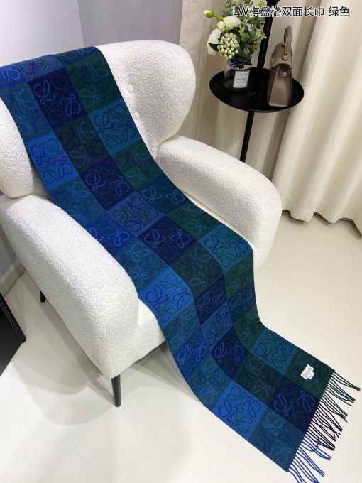 Top of the line original unisex Roewe LW checkerboard double-sided long scarf is very lucky qx7ju6op - Image 11