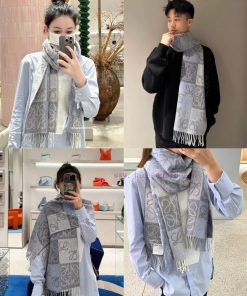 Top of the line original unisex Roewe LW checkerboard double-sided long scarf is very lucky 53v9ypfu