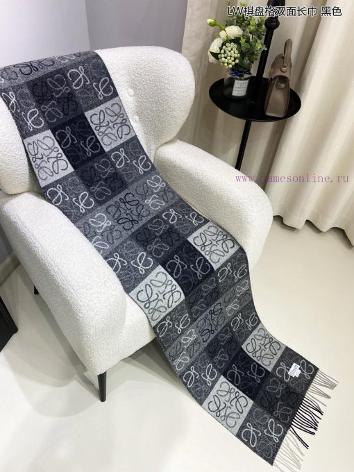 Top of the line original unisex Roewe LW checkerboard double-sided long scarf is very lucky 9ehupqh1 - Image 12