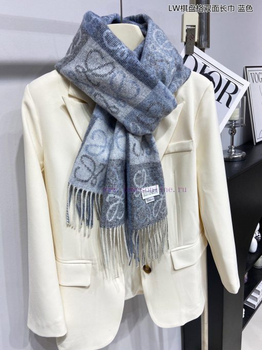 Top of the line original unisex Roewe LW checkerboard double-sided long scarf is very lucky 53v9ypfu - Image 6