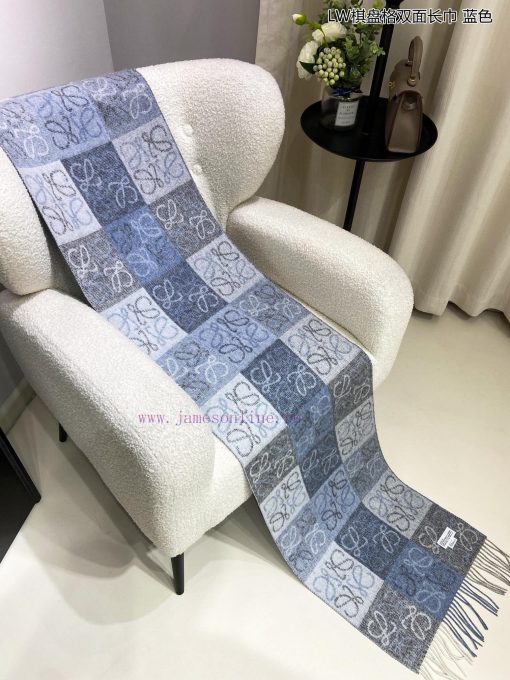 Top of the line original unisex Roewe LW checkerboard double-sided long scarf is very lucky 53v9ypfu - Image 12