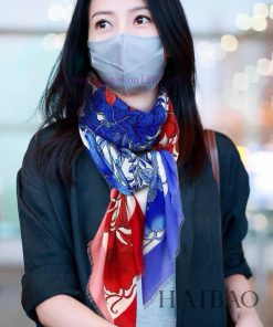 New GG Bearded Cashmere Square Scarf GG Colored Flower Lock Edge 140 Beautiful [Tears] Royalksnou5q7
