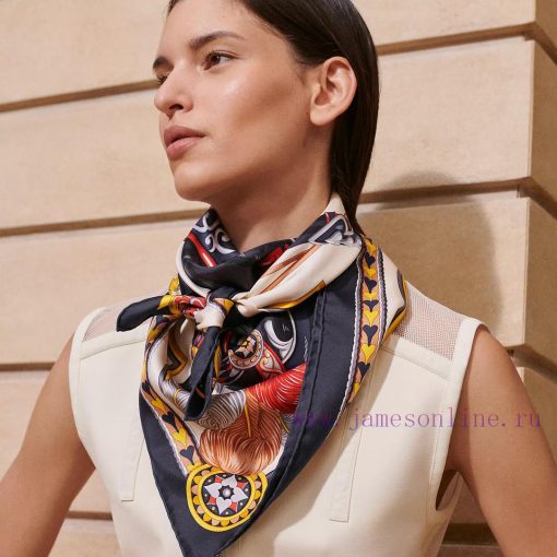 SHMS2410 Original Herm è s Sweet Saddle 90cm Silk Square Scarf Decorators Fang Deng and Pei pi215q8g - Image 3