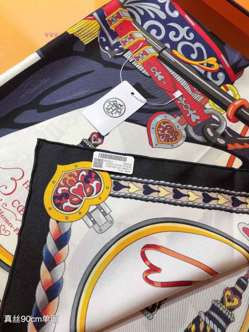 SHMS2410 Original Herm è s Sweet Saddle 90cm Silk Square Scarf Decorators Fang Deng and Pei pi215q8g - Image 8