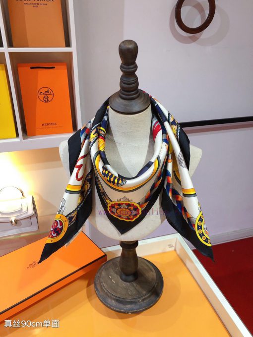 SHMS2410 Original Herm è s Sweet Saddle 90cm Silk Square Scarf Decorators Fang Deng and Pei pi215q8g - Image 9