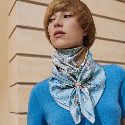 Under the observation of the SHMS2407 original Hermes flagship 90cm silk handkerchief telescmhkd9n5c - Image 4
