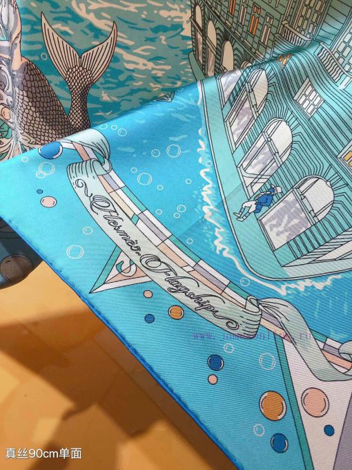 Under the observation of the SHMS2407 original Hermes flagship 90cm silk handkerchief telescmhkd9n5c - Image 6