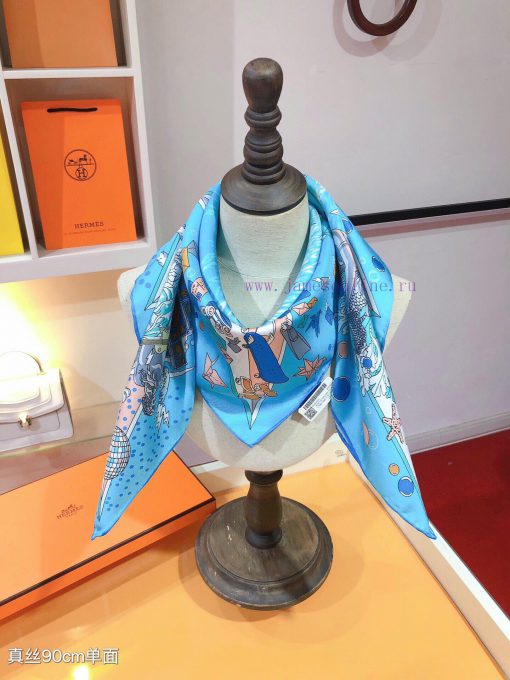 Under the observation of the SHMS2407 original Hermes flagship 90cm silk handkerchief telescmhkd9n5c - Image 10