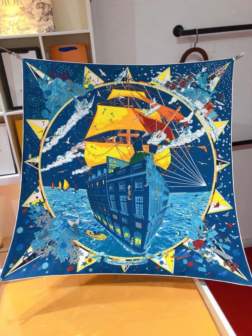 Under the observation of the SHMS2407 original Hermes flagship 90cm silk handkerchief telescg0w9zeyc - Image 4
