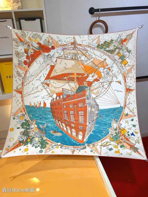 Under the observation of the SHMS2407 original Hermes flagship 90cm silk handkerchief telesc2hoktfgi - Image 5