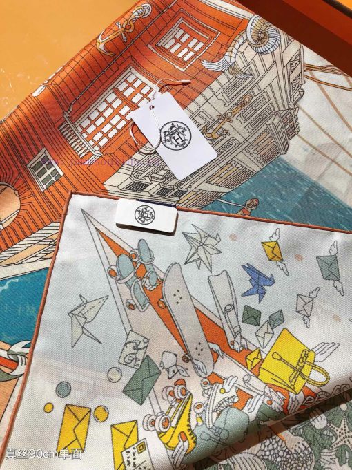 Under the observation of the SHMS2407 original Hermes flagship 90cm silk handkerchief telesc2hoktfgi - Image 8