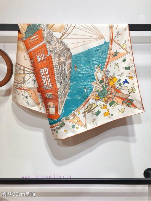 Under the observation of the SHMS2407 original Hermes flagship 90cm silk handkerchief telesc2hoktfgi - Image 9