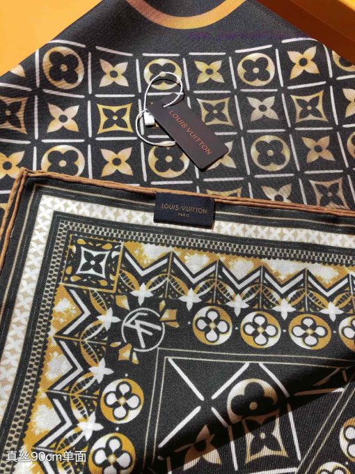 SLV2436 original single LvTiles silk 90cm square scarf, with a gorgeous inlaid pattern outli7yjs9mac - Image 5