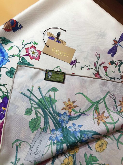 SGC2303 The original Gucci flower print twill 90cm square towel Gucci's classic flower print5eyos6ly - Image 8
