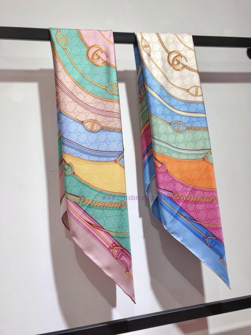 SGC2413 Original Gucci GG belt printed twill 90cm square towel~With a modern perspective, thhtxjh9oz