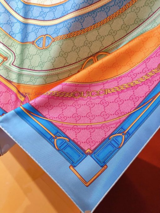 SGC2413 Original Gucci GG belt printed twill 90cm square towel~With a modern perspective, thhtxjh9oz - Image 6