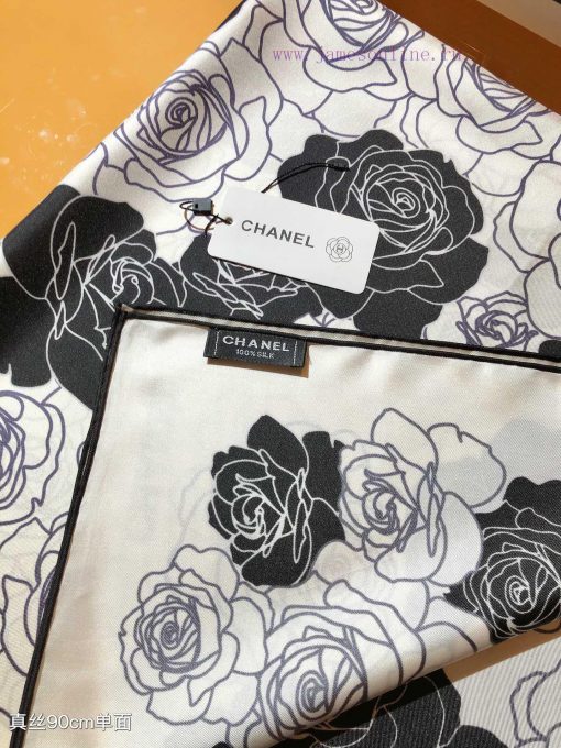 SCC2434 ️ Original Chanel 90cm silk square scarf, made of top-quality twill silk material ️ p4no54p8 - Image 6