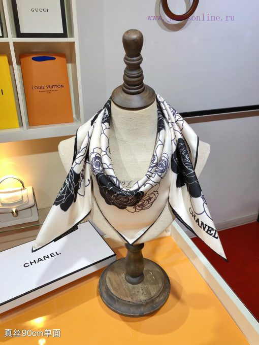 SCC2434 ️ Original Chanel 90cm silk square scarf, made of top-quality twill silk material ️ p4no54p8 - Image 10