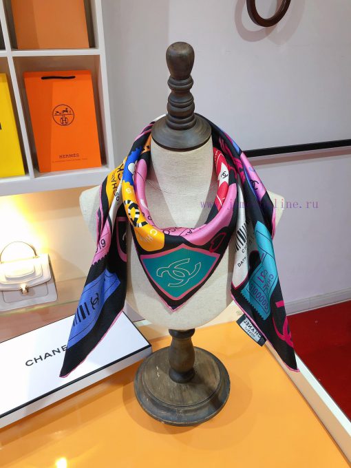 SCC2414 ️ Original Chanel 90cm silk square scarf, made of top-quality twill silk material ️ zmegx52w - Image 3