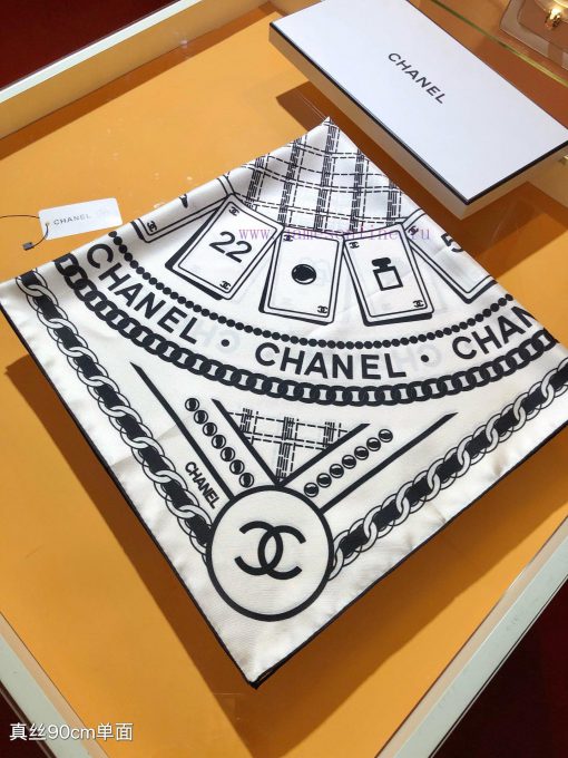 SCC2435 ️ Original Chanel 90cm silk square scarf, made of top-quality twill silk material ️ iolmuv4i - Image 5