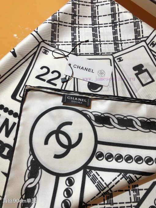 SCC2435 ️ Original Chanel 90cm silk square scarf, made of top-quality twill silk material ️ iolmuv4i - Image 6