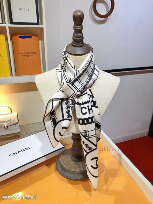 SCC2435 ️ Original Chanel 90cm silk square scarf, made of top-quality twill silk material ️ iolmuv4i - Image 9