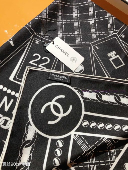 SCC2435 ️ Original Chanel 90cm silk square scarf, made of top-quality twill silk material ️ ufek0sff - Image 6
