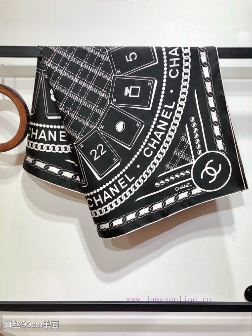 SCC2435 ️ Original Chanel 90cm silk square scarf, made of top-quality twill silk material ️ ufek0sff - Image 8