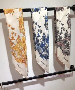 SDO2403 original Dior Butterfly Around the World printed 90cm silk square scarf, highlightincciljmb3