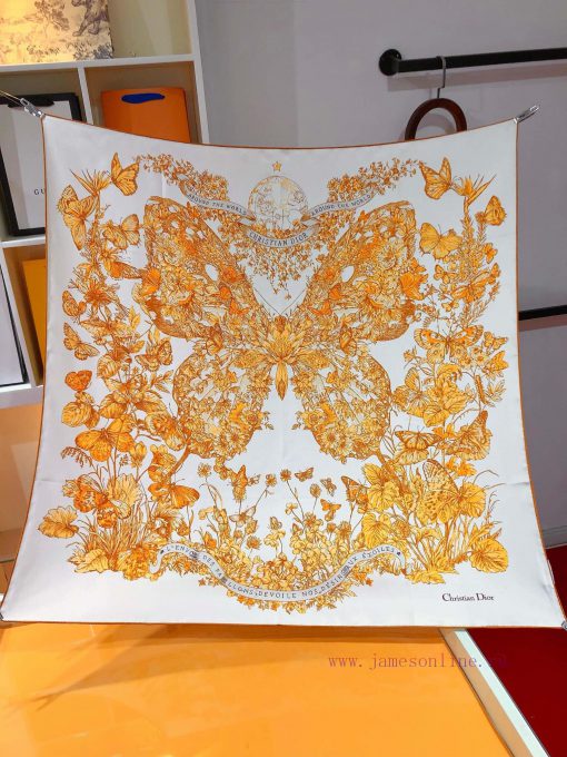 SDO2403 original Dior Butterfly Around the World printed 90cm silk square scarf, highlightincciljmb3 - Image 5