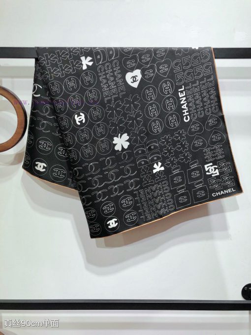 SCC2436 ️ Original Chanel 90cm silk square scarf, made of top-quality twill silk material ️ 04e41zi2 - Image 8