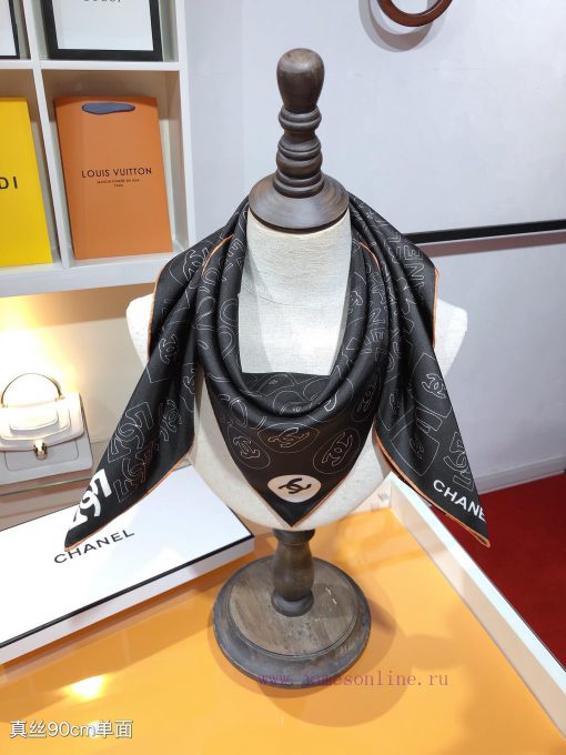 SCC2436 ️ Original Chanel 90cm silk square scarf, made of top-quality twill silk material ️ 04e41zi2 - Image 10