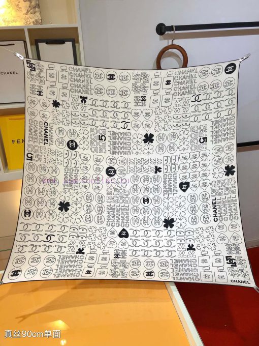 SCC2436 ️ Original Chanel 90cm silk square scarf, made of top-quality twill silk material ️ ln6fnk1x - Image 3