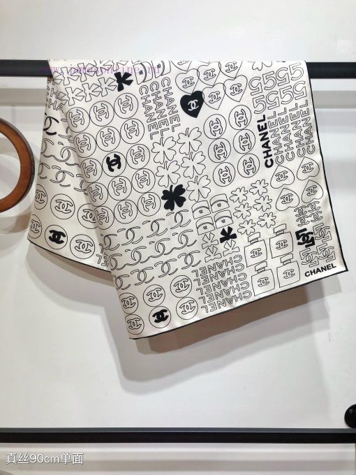 SCC2436 ️ Original Chanel 90cm silk square scarf, made of top-quality twill silk material ️ ln6fnk1x - Image 8