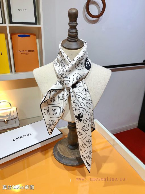 SCC2436 ️ Original Chanel 90cm silk square scarf, made of top-quality twill silk material ️ ln6fnk1x - Image 9