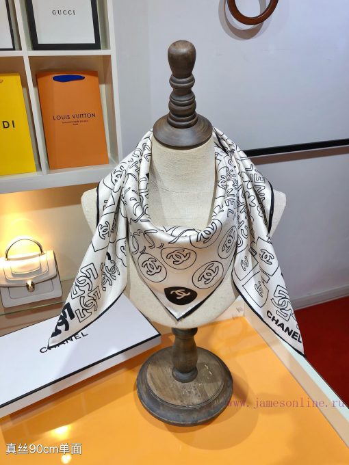 SCC2436 ️ Original Chanel 90cm silk square scarf, made of top-quality twill silk material ️ ln6fnk1x - Image 10