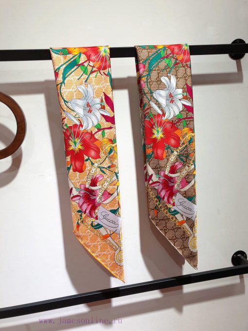 SGC2406 original Gucci Flora flower 90cm square towel 2024 early spring series, Flora flowerix7ini9s - Image 2
