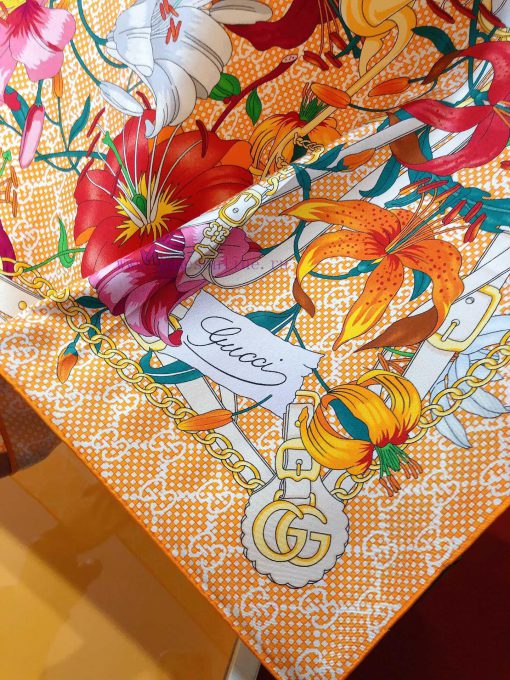 SGC2406 original Gucci Flora flower 90cm square towel 2024 early spring series, Flora flowerix7ini9s - Image 6