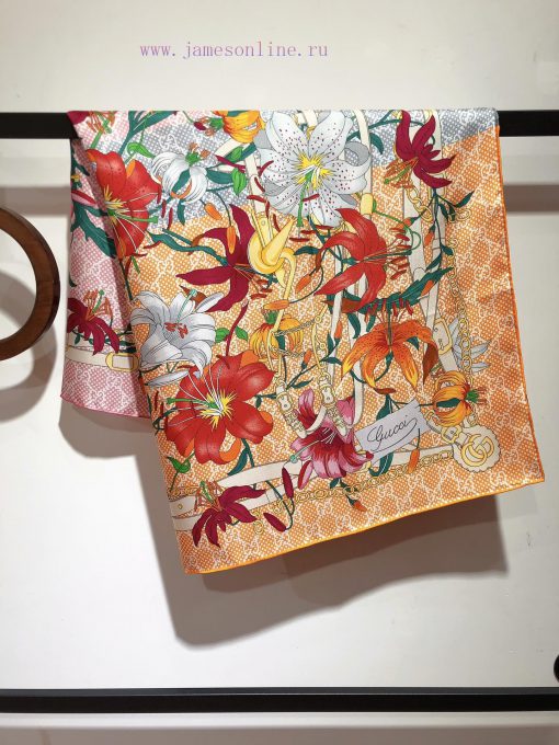SGC2406 original Gucci Flora flower 90cm square towel 2024 early spring series, Flora flowerix7ini9s - Image 7