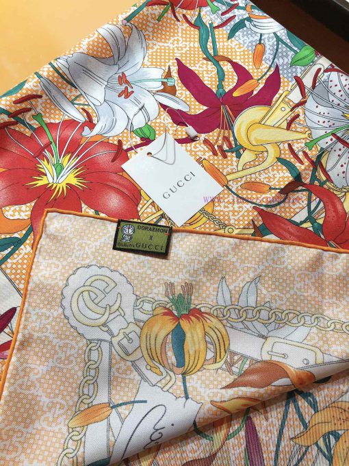 SGC2406 original Gucci Flora flower 90cm square towel 2024 early spring series, Flora flowerix7ini9s - Image 9