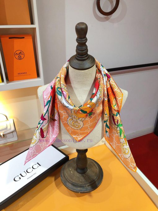 SGC2406 original Gucci Flora flower 90cm square towel 2024 early spring series, Flora flowerix7ini9s - Image 10