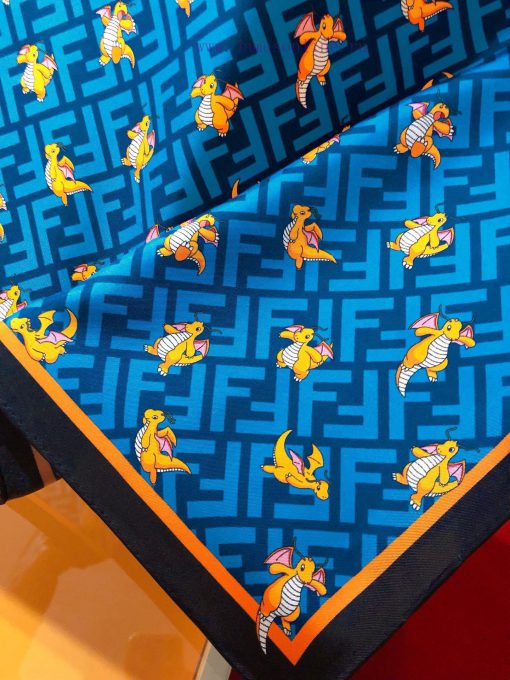 SFD2402 Original Fendi the Year of the Loong Festival 90cm silk square scarf FENDI x FRGMT x6h634fxx - Image 4