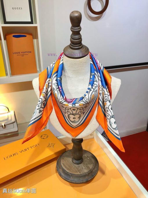 SLV2443 original LVLOCKS90cm silk square scarf, with a lock buckle and key pattern, expresseaovh6xwh - Image 10