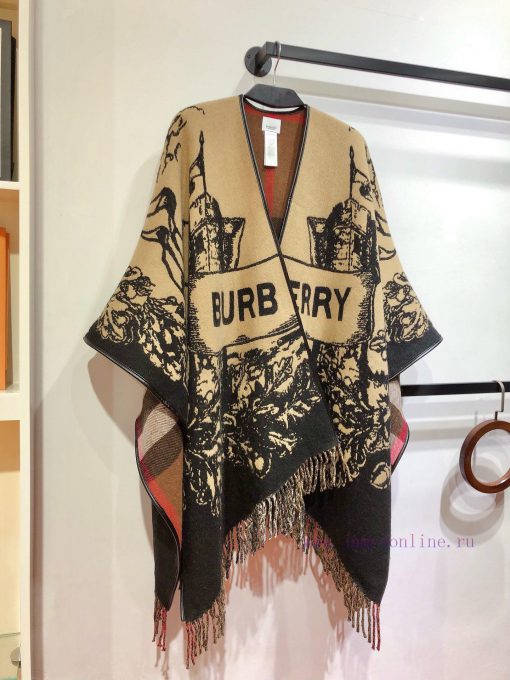 RBR2401 Burberry Heavy Knight Element Cashmere Cloak, double-sided dual-use. The front featutlw8qxjc - Image 3