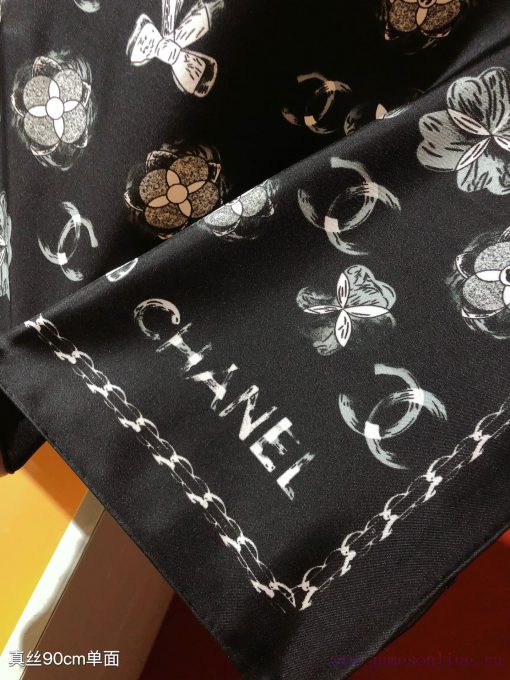 SCC2438 ️ Original Chanel 90cm silk square scarf, made of top-quality twill silk material ️ 8bb1cs8n - Image 4