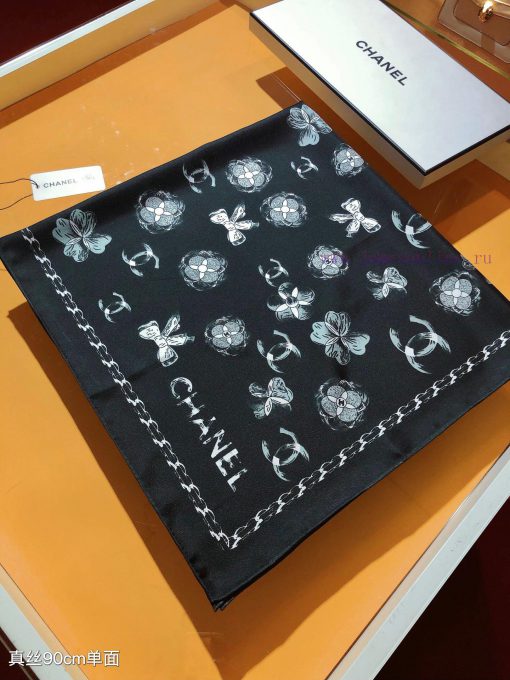 SCC2438 ️ Original Chanel 90cm silk square scarf, made of top-quality twill silk material ️ 8bb1cs8n - Image 5