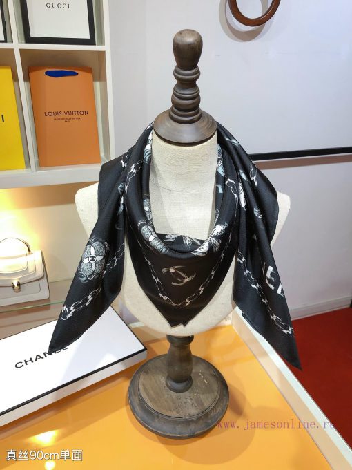 SCC2438 ️ Original Chanel 90cm silk square scarf, made of top-quality twill silk material ️ 8bb1cs8n - Image 10