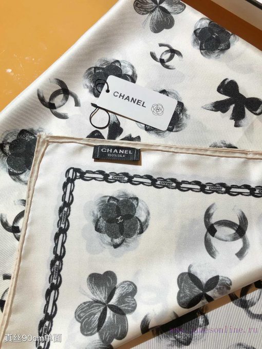 SCC2438 ️ Original Chanel 90cm silk square scarf, made of top-quality twill silk material ️ y97qo1yw - Image 6