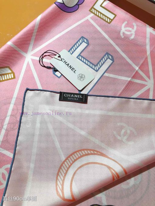 SCC2440 original Chanel 90cm silk square scarf, made of top-quality twill silk material. Madhvqr6530 - Image 5